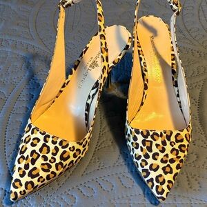 Michele Lopriore Leopard Print Slingback Heels